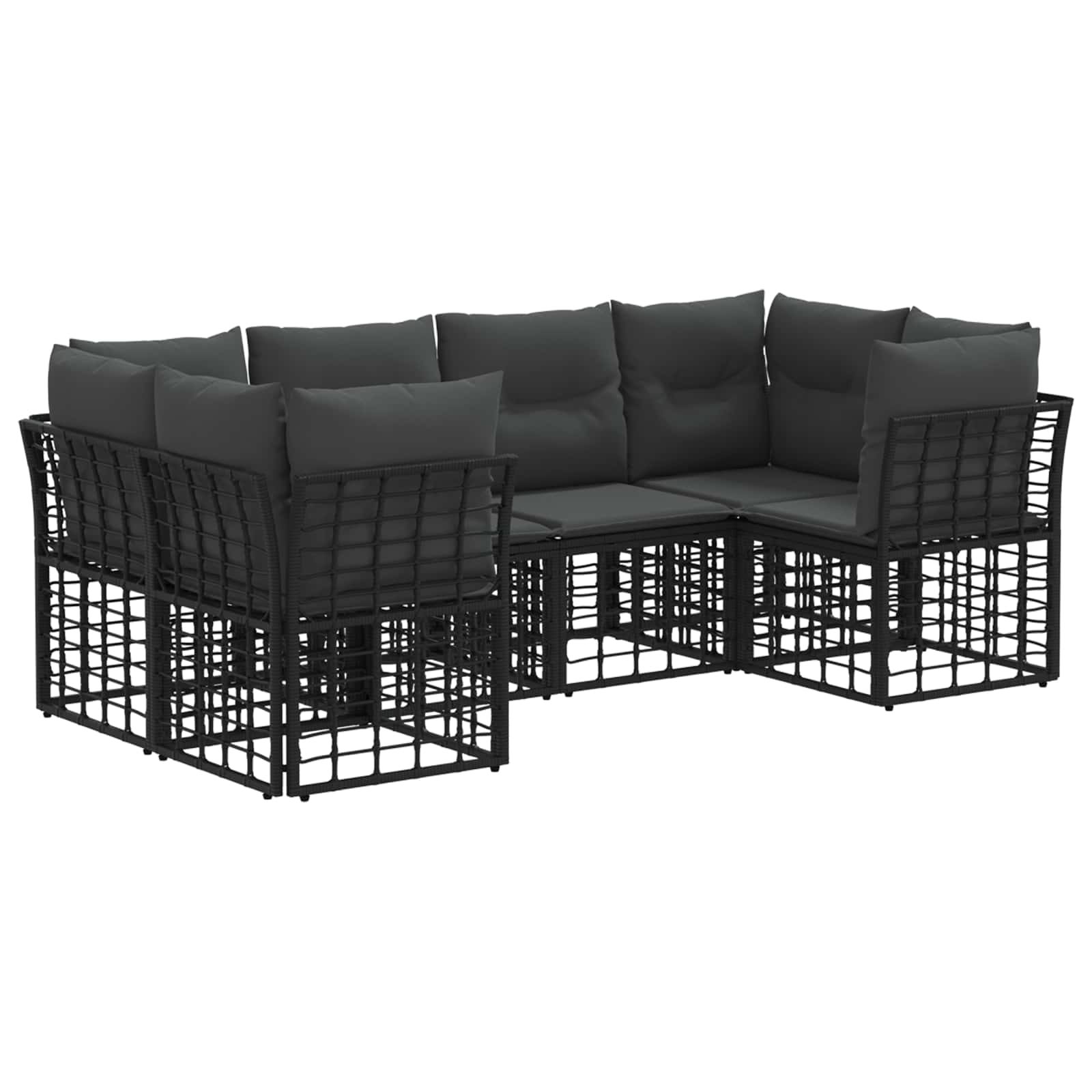 Outdoor-Sofagarnitur mit Kissen 6 pcs Schwarz Polyester