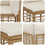 Outdoor-Sofagarnitur mit Kissen 6 pcs Natur Polyester