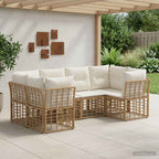 Outdoor-Sofagarnitur mit Kissen 6 pcs Natur Polyester
