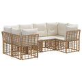 Outdoor-Sofagarnitur mit Kissen 6 pcs Natur Polyester