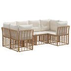 Outdoor-Sofagarnitur mit Kissen 6 pcs Natur Polyester