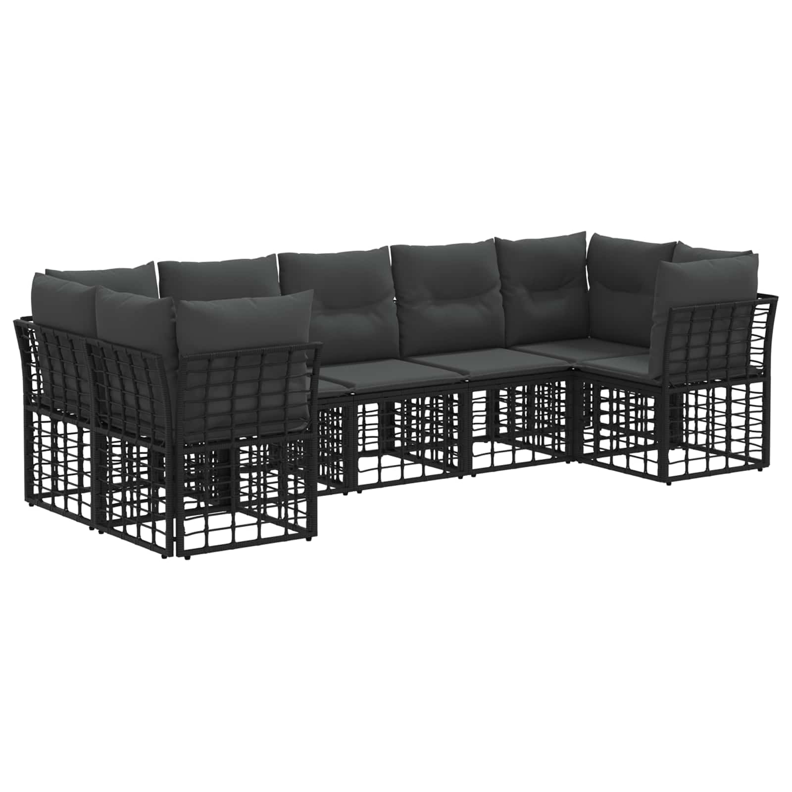 Outdoor-Sofagarnitur 7 pcs Schwarz und Dunkelgrau Polyester