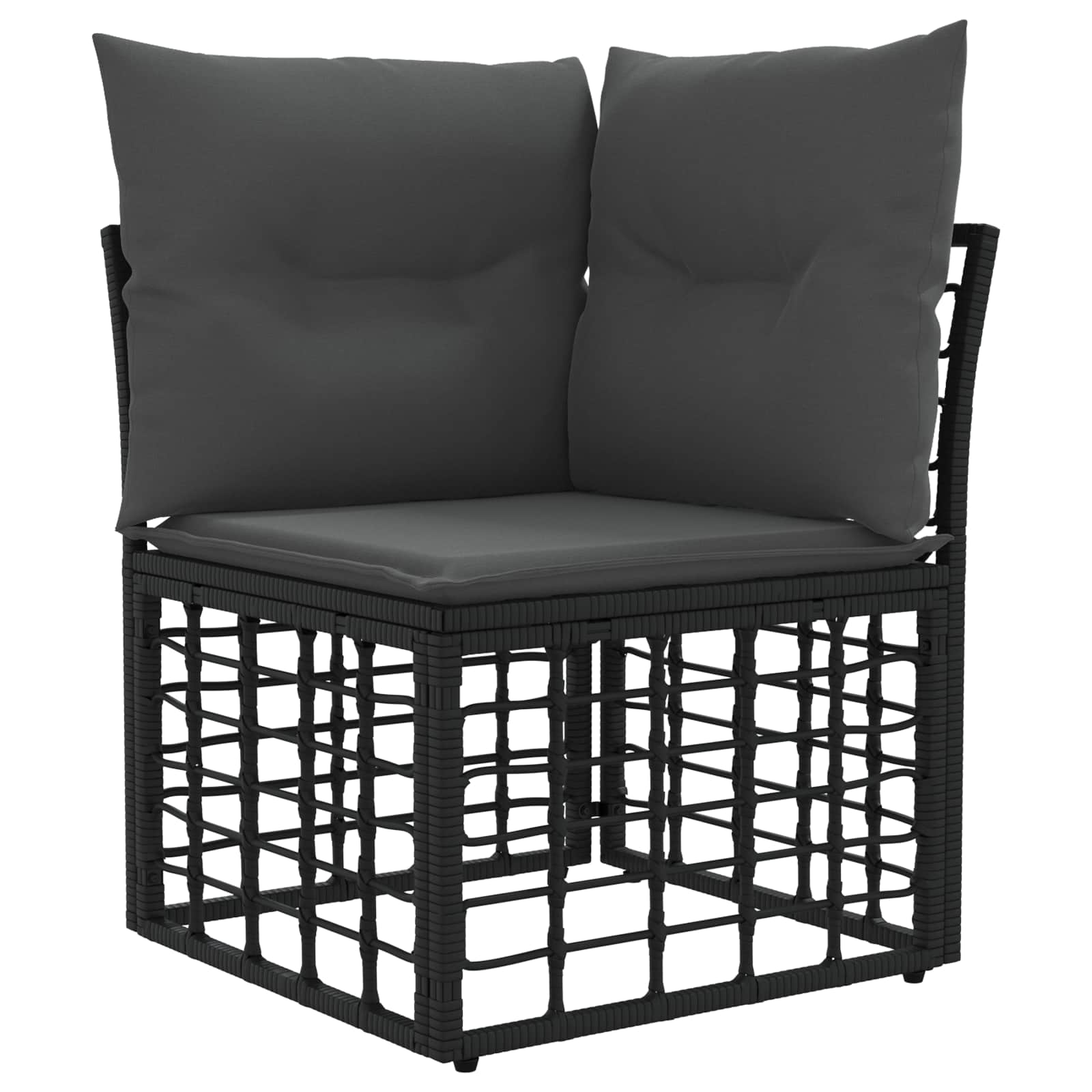 Outdoor-Sofagarnitur 7 pcs Schwarz und Dunkelgrau Polyester