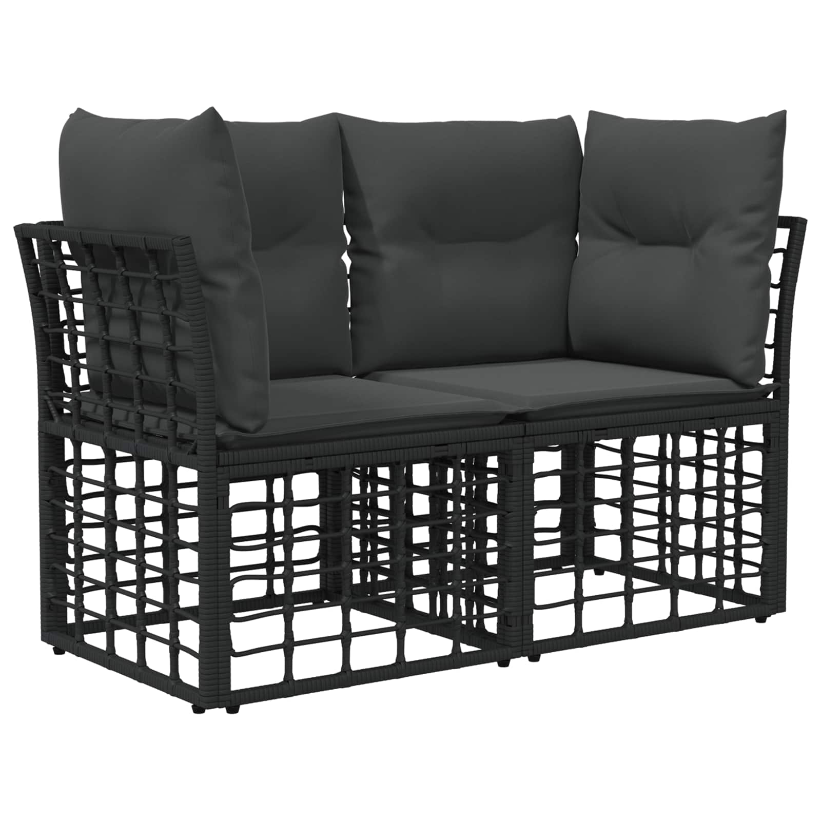 Outdoor-Sofagarnitur 7 pcs Schwarz und Dunkelgrau Polyester