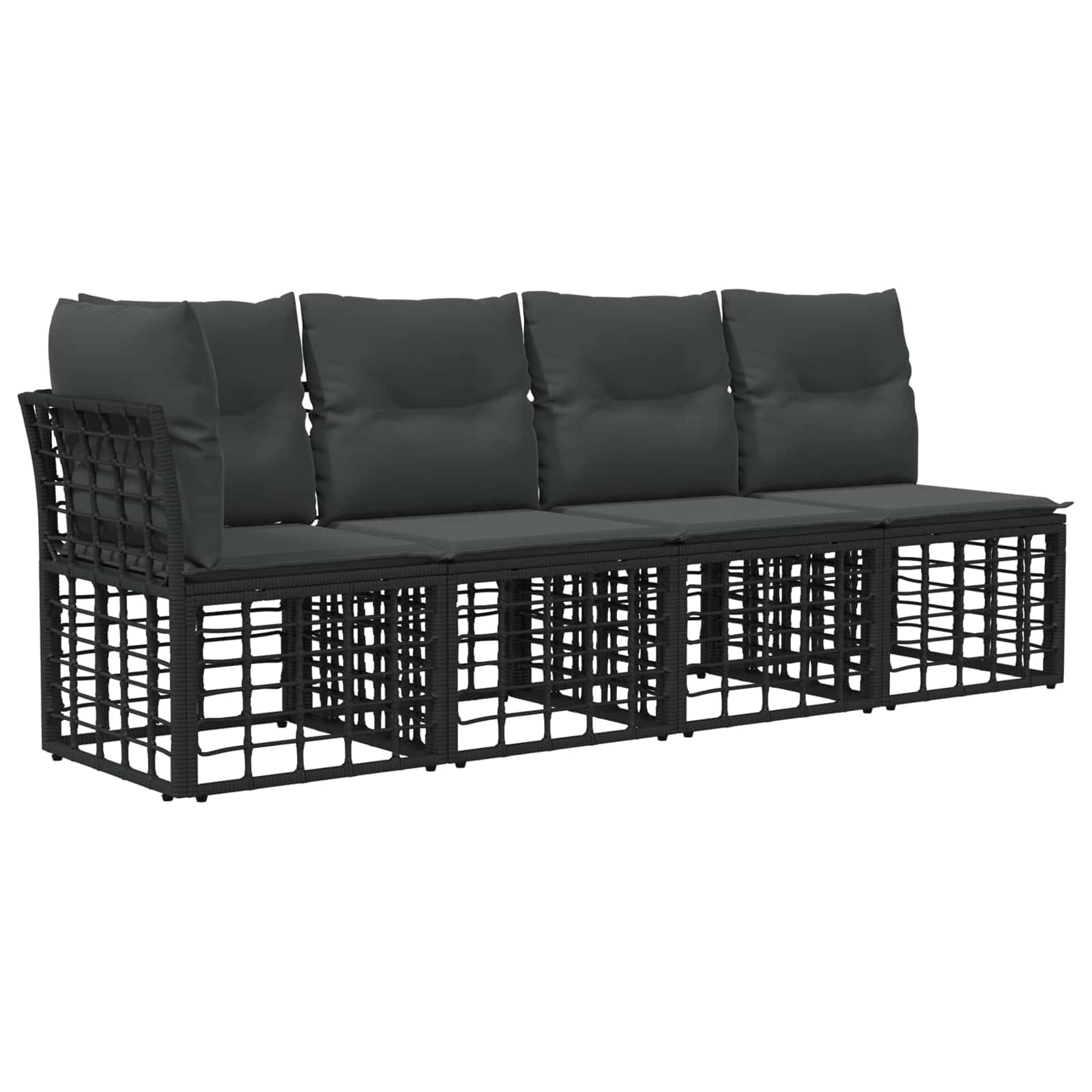 Outdoor-Sofagarnitur 7 pcs Schwarz und Dunkelgrau Polyester