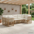 Outdoor-Sofagarnitur 7 pcs Natürlich und Cremweiß Polyester
