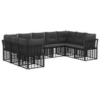 Outdoor-Sofagarnitur Schwarz und Dunkelgrau Polyester
