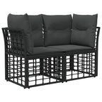 Outdoor-Sofagarnitur Schwarz und Dunkelgrau Polyester