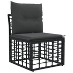 Outdoor-Sofagarnitur Schwarz und Dunkelgrau Polyester