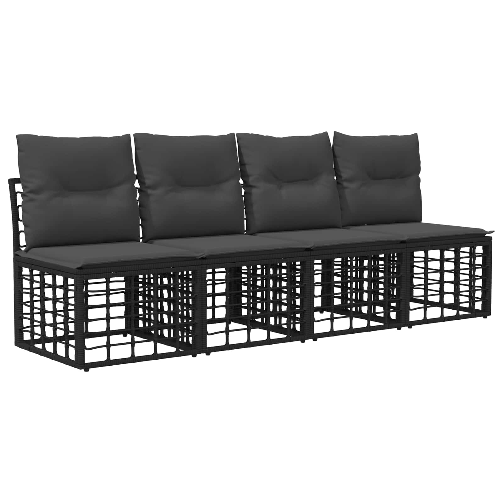 Outdoor-Sofagarnitur Schwarz und Dunkelgrau Polyester