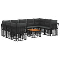 Outdoor-Sofagarnitur 10 pcs Schwarz und Dunkelgrau Polyester