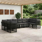 Outdoor-Sofagarnitur Schwarz und Dunkelgrau Polyester