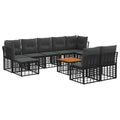 Outdoor-Sofagarnitur 10 pcs Schwarz und Dunkelgrau Polyester