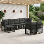Outdoor-Sofagarnitur Schwarz und Dunkelgrau Polyester