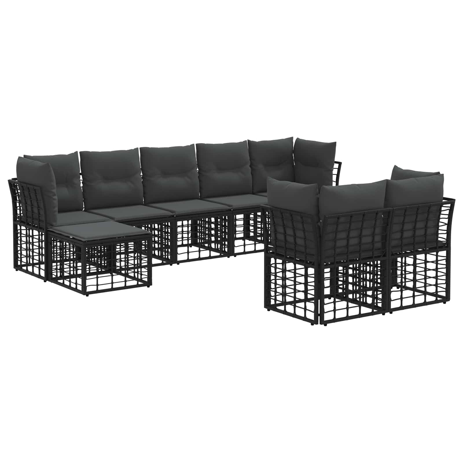Outdoor-Sofagarnitur Schwarz und Dunkelgrau Polyester