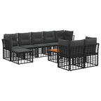 Outdoor-Sofagarnitur 10 pcs Schwarz und Dunkelgrau Polyester