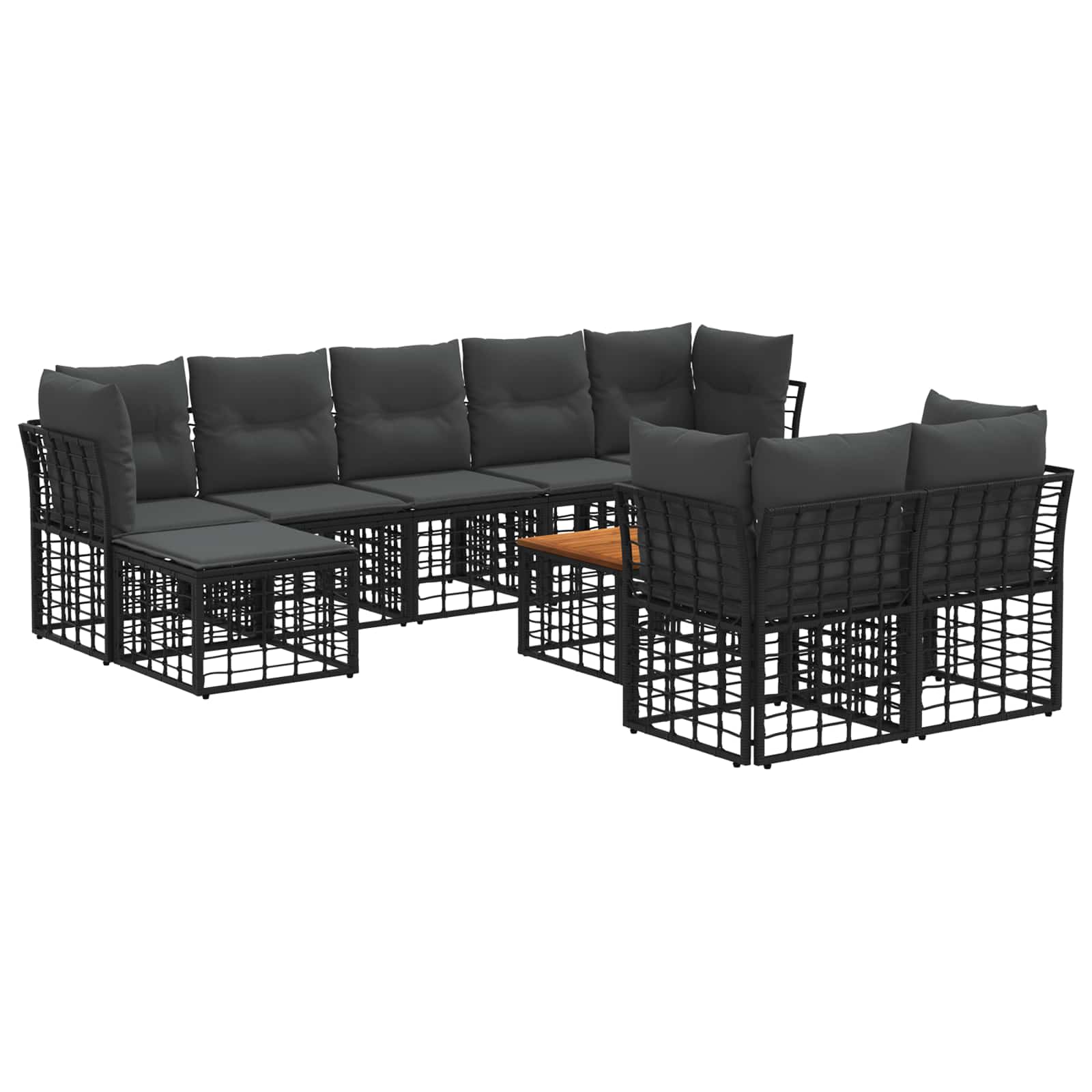 Outdoor-Sofagarnitur 10 pcs Schwarz und Dunkelgrau Polyester