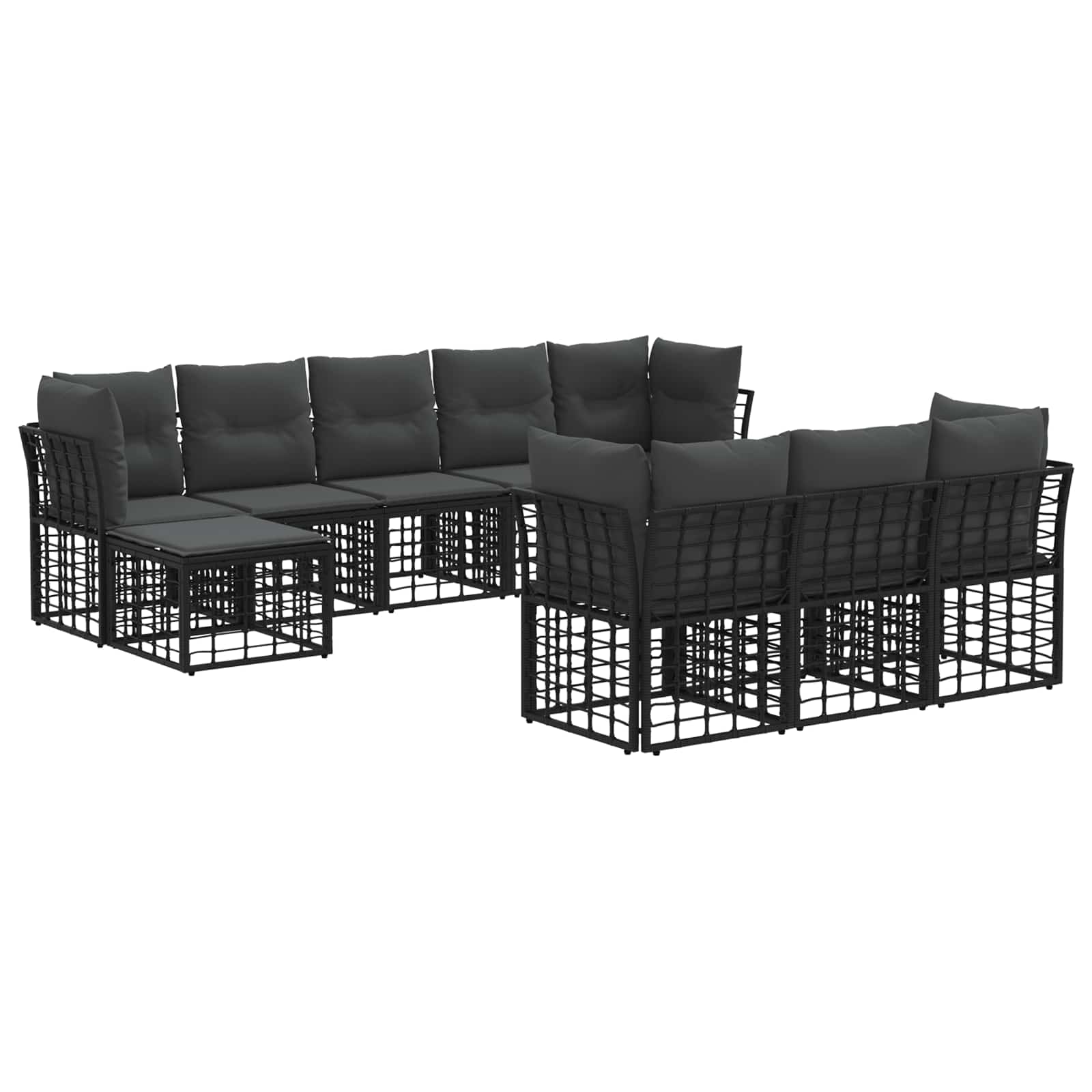 Outdoor-Sofagarnitur Schwarz und Dunkelgrau Polyester