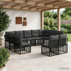 Outdoor-Sofagarnitur Schwarz und Dunkelgrau Polyester
