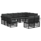 Outdoor-Sofagarnitur Schwarz und Dunkelgrau Polyester