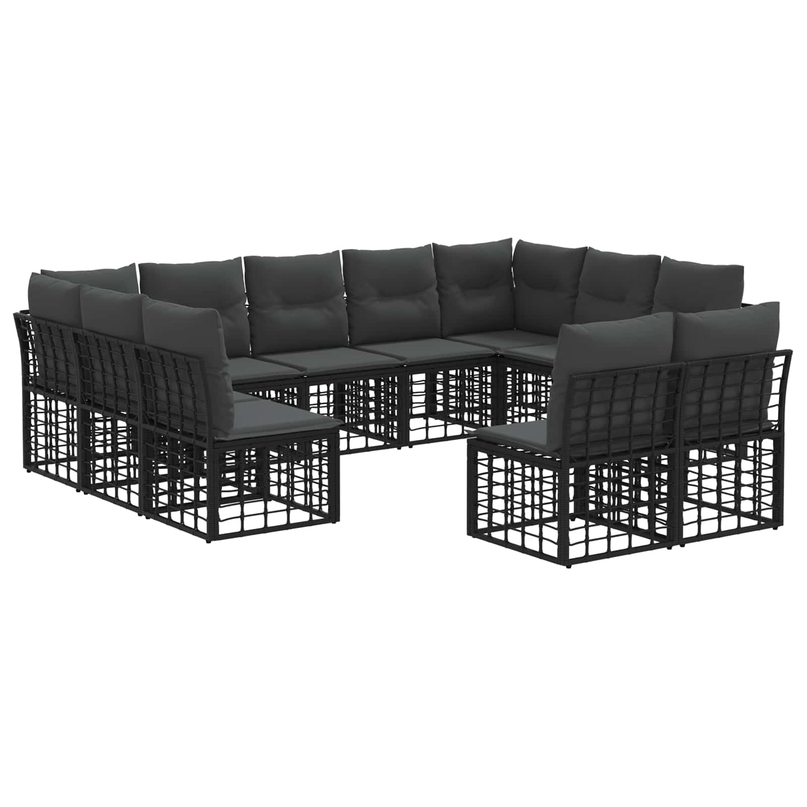 Outdoor-Sofagarnitur Schwarz und Dunkelgrau Polyester