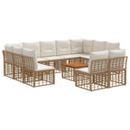 Outdoor-Sofagarnitur 12 pcs Natürlich und Cremweiß Polyester