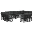 Outdoor-Sofagarnitur Schwarz und Dunkelgrau Polyester