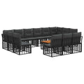Outdoor-Sofagarnitur 14 pcs Schwarz und Dunkelgrau Polyester