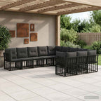 Outdoor-Sofagarnitur Schwarz und Dunkelgrau Polyester