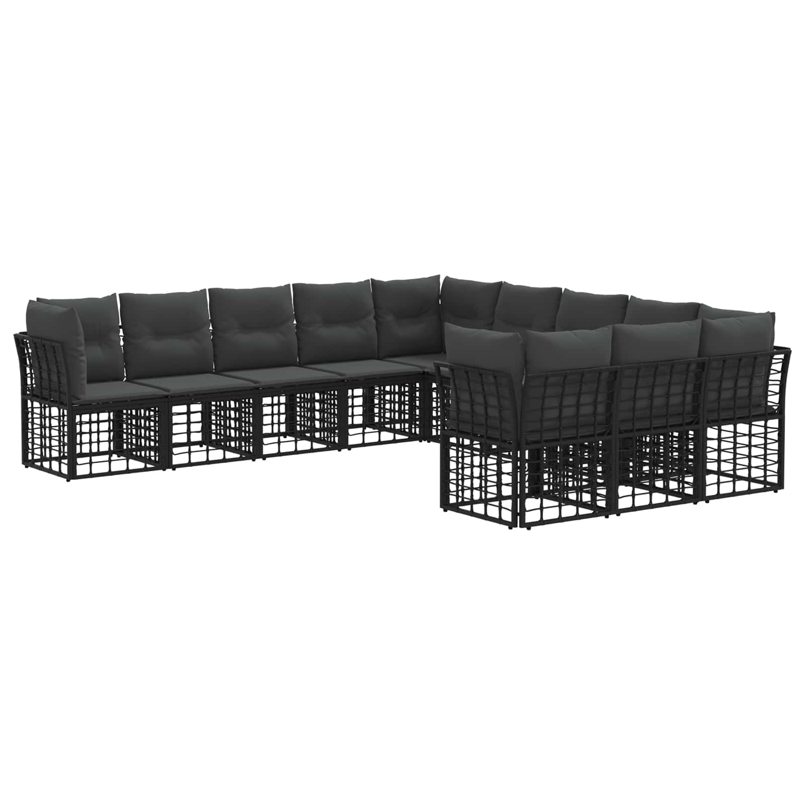 Outdoor-Sofagarnitur Schwarz und Dunkelgrau Polyester