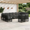 Outdoor-Sofagarnitur Schwarz und Dunkelgrau Polyester