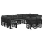 Outdoor-Sofagarnitur Schwarz und Dunkelgrau Polyester