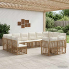 Outdoor-Sofagarnitur Natürlich und Cremweiß Polyester