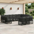 Outdoor-Sofagarnitur Schwarz und Dunkelgrau Polyester