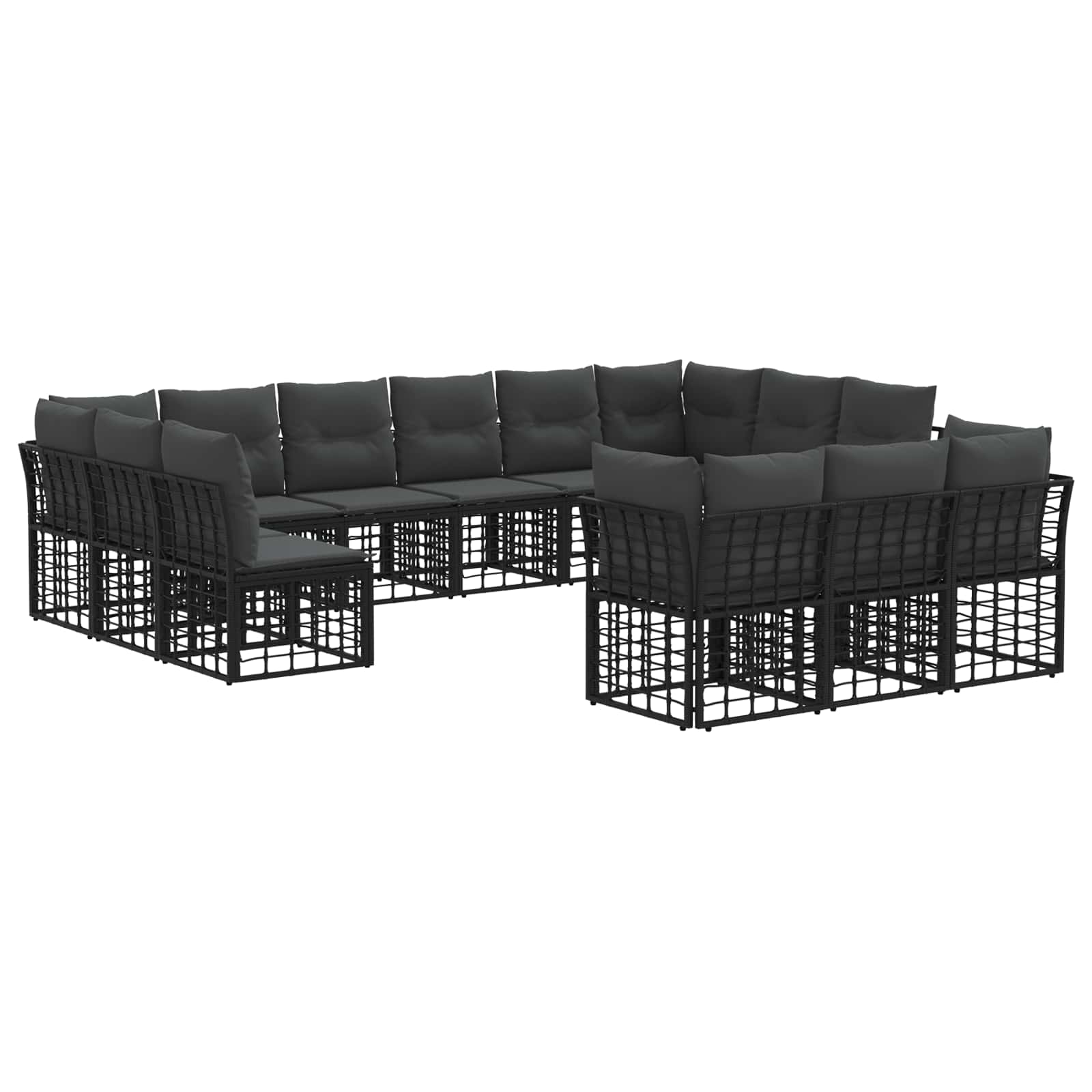 Outdoor-Sofagarnitur Schwarz und Dunkelgrau Polyester