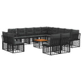 Outdoor-Sofagarnitur 14 pcs Schwarz und Dunkelgrau Polyester