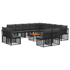 Outdoor-Sofagarnitur 14 pcs Schwarz und Dunkelgrau Polyester