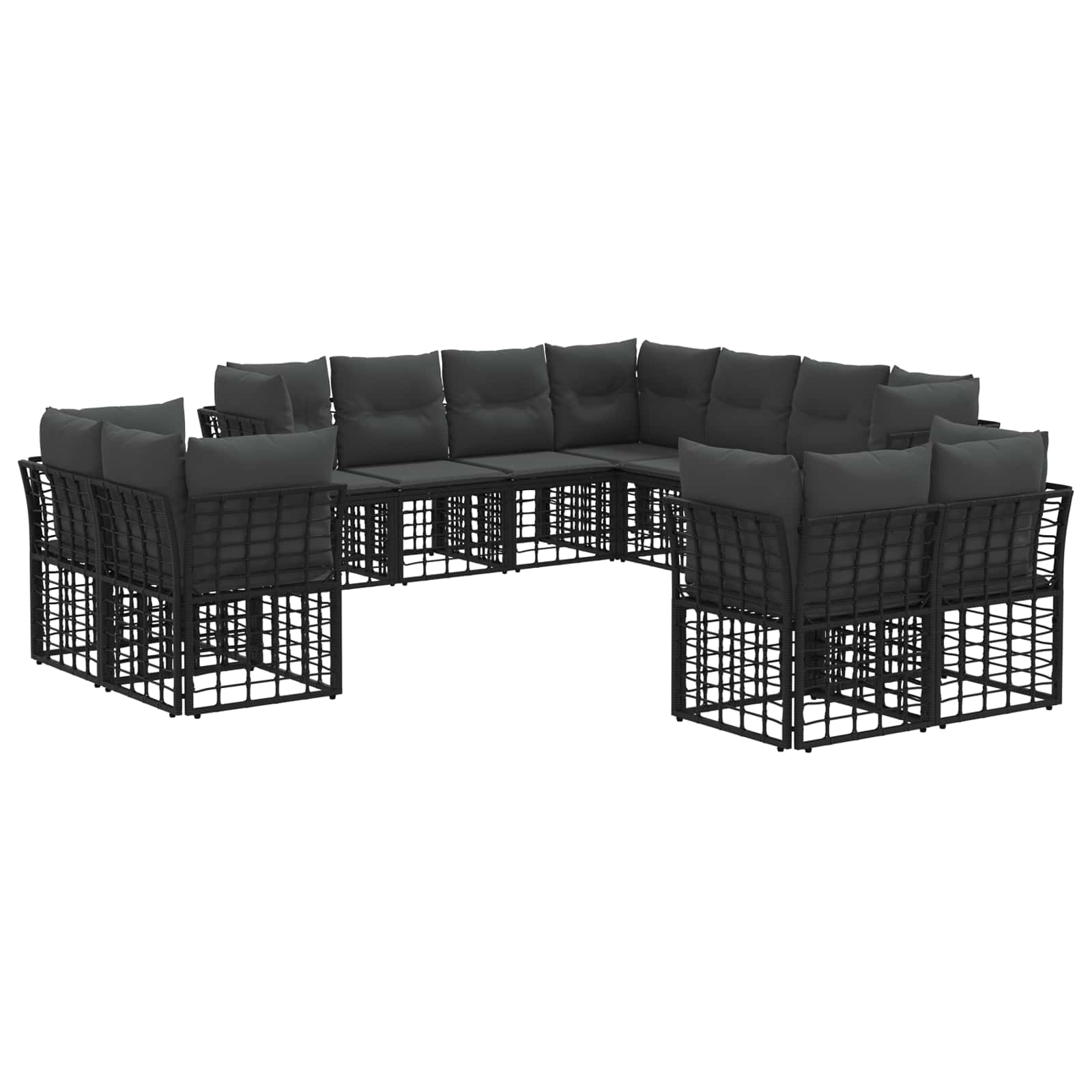 Outdoor-Sofagarnitur Schwarz und Dunkelgrau Polyester