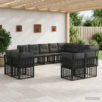 Outdoor-Sofagarnitur Schwarz und Dunkelgrau Polyester
