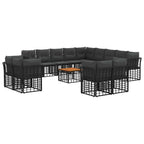 Outdoor-Sofagarnitur 14 pcs Schwarz und Dunkelgrau Polyester