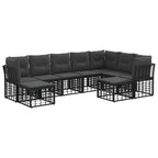Outdoor-Sofagarnitur Schwarz und Dunkelgrau Polyester