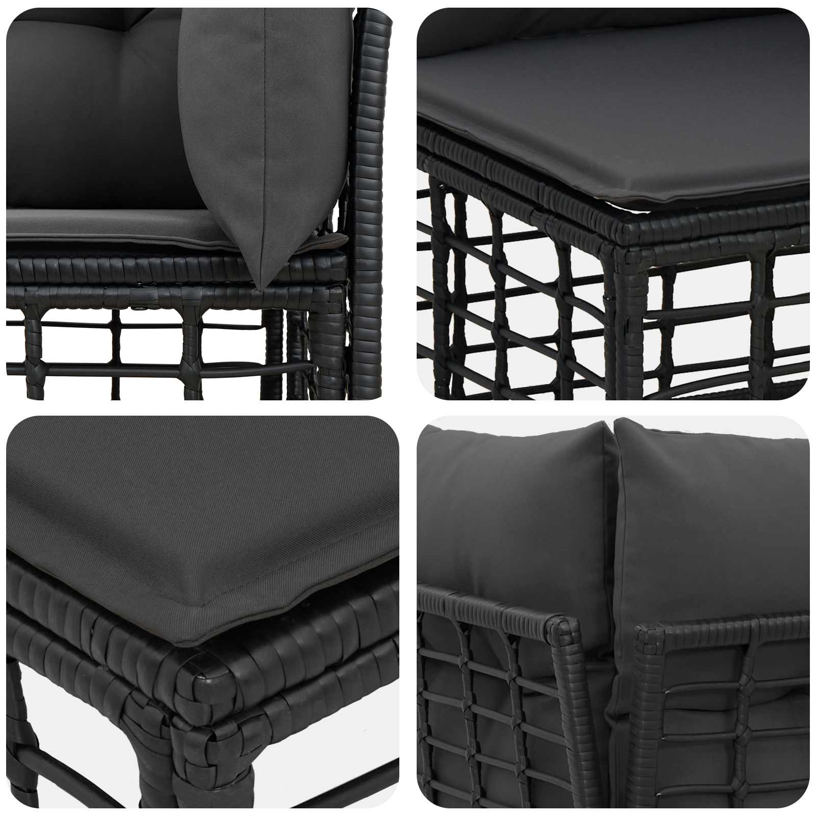 Outdoor-Sofagarnitur 8 pcs Schwarz und Dunkelgrau Polyester