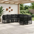 Outdoor-Sofagarnitur 8 pcs Schwarz und Dunkelgrau Polyester