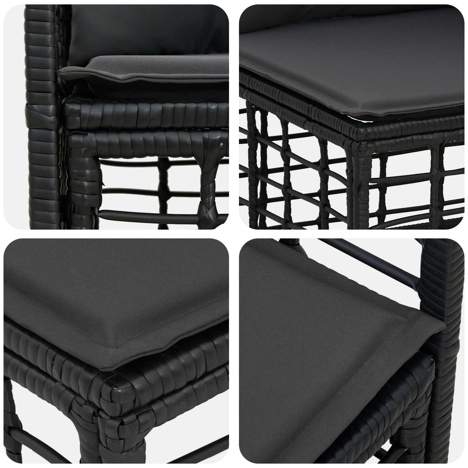 Outdoor-Sofagarnitur 3 pcs Schwarz und Dunkelgrau Polyester