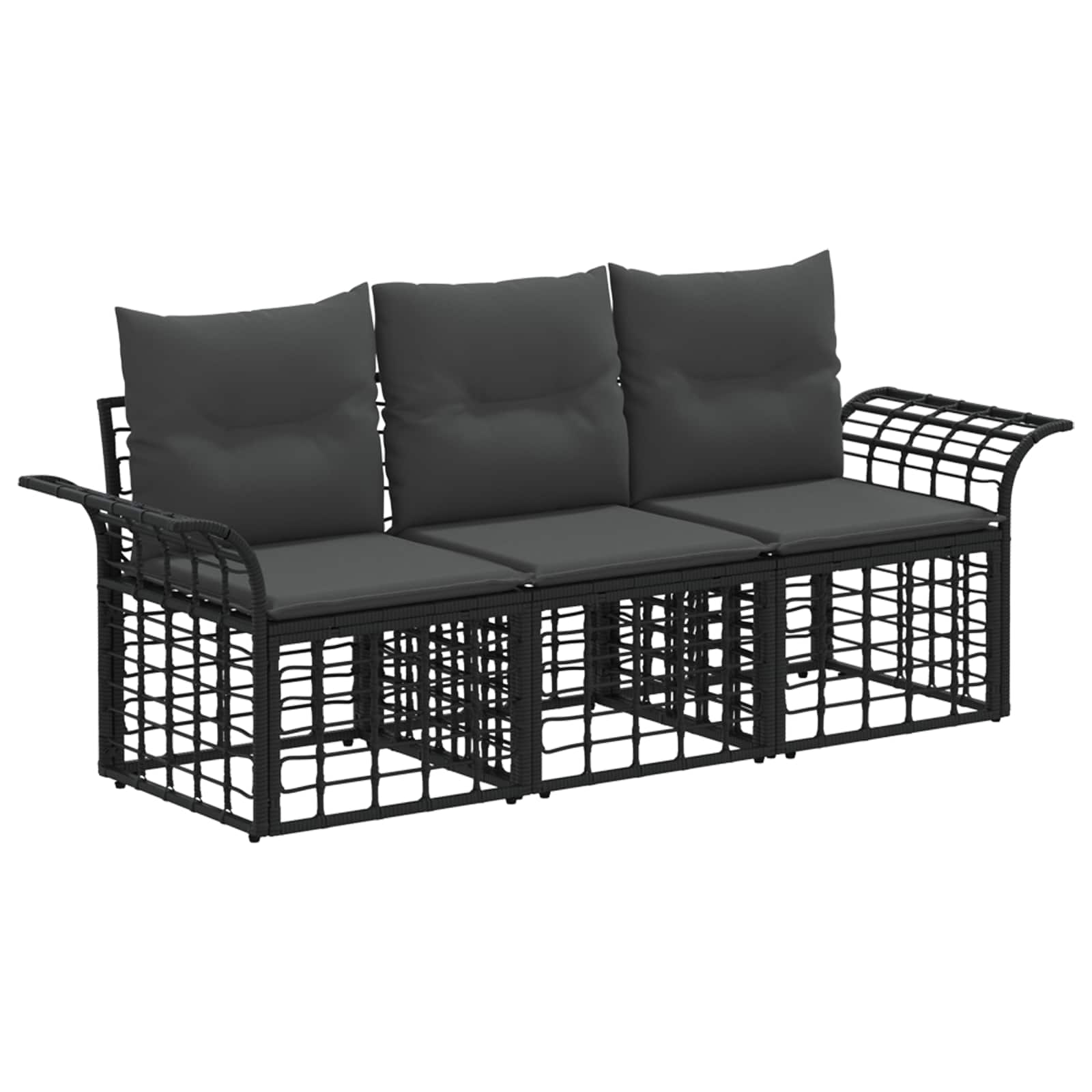 Outdoor-Sofagarnitur 3 pcs Schwarz und Dunkelgrau Polyester