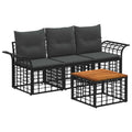Outdoor-Sofagarnitur 4 pcs Schwarz und Dunkelgrau Polyester