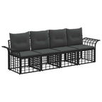 Outdoor-Sofagarnitur 4 pcs Schwarz und Dunkelgrau Polyester