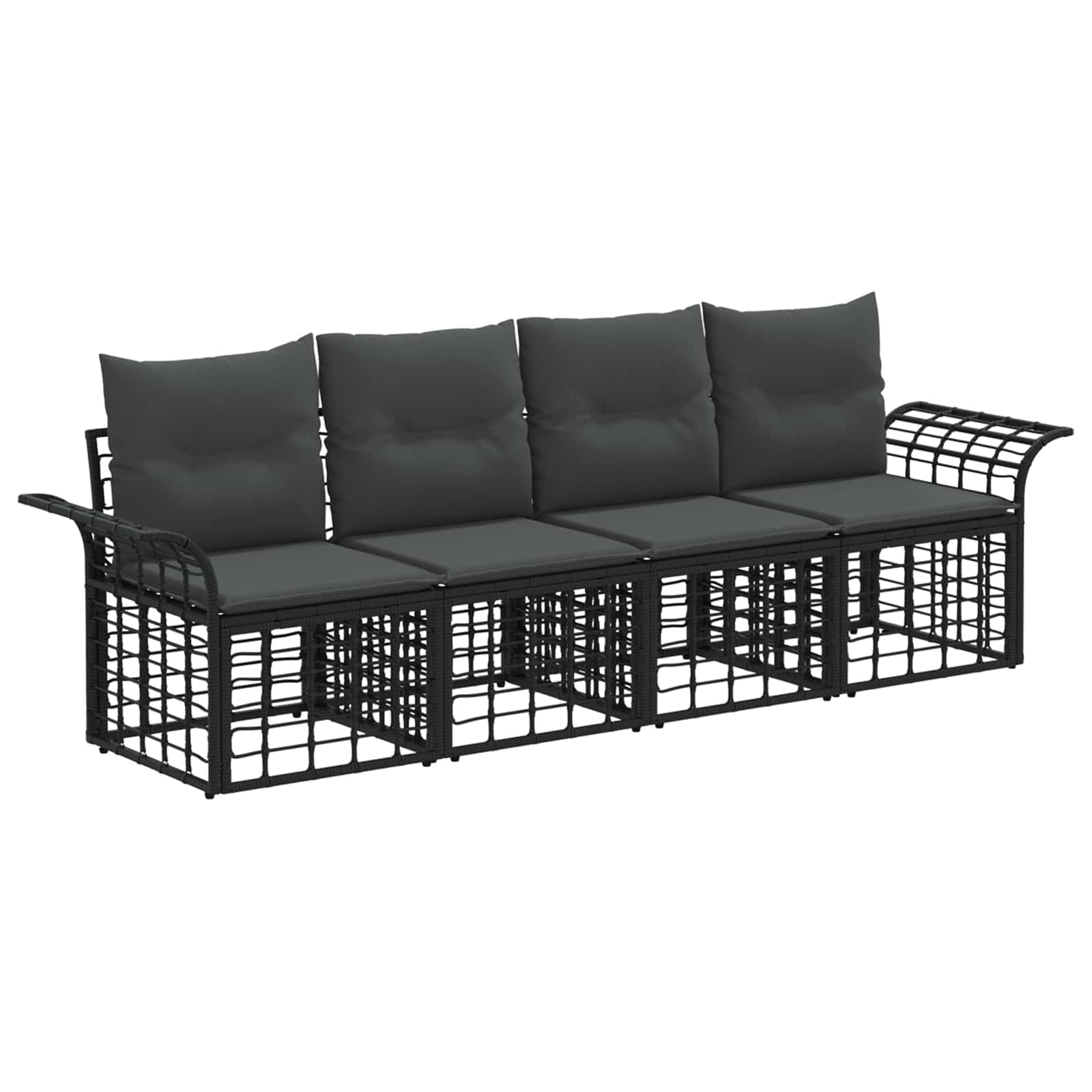Outdoor-Sofagarnitur 4 pcs Schwarz und Dunkelgrau Polyester