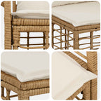 Outdoor-Sofagarnitur 4 pcs Natürlich und Cremweiß Polyester