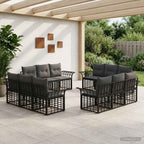 Outdoor-Sofagarnitur 12 pcs Schwarz und Dunkelgrau Polyester
